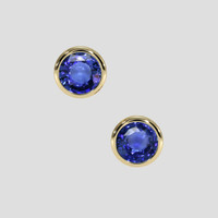 <span>4.58</span> <span class="tooltip-light">Ct.Tw.<span class="tooltiptext">Total Carat Weight</span></span> Blue Sapphire Earrings, 14K Yellow Gold 1