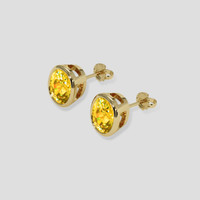 <span>7.17</span> <span class="tooltip-light">Ct.Tw.<span class="tooltiptext">Total Carat Weight</span></span> Yellow Sapphire Earrings, 18K Yellow Gold 3