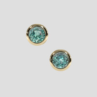 <span>1.95</span> <span class="tooltip-light">Ct.Tw.<span class="tooltiptext">Total Carat Weight</span></span> Bluish Green Sapphire Earrings, 18K Yellow Gold 1