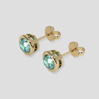 <span>1.95</span> <span class="tooltip-light">Ct.Tw.<span class="tooltiptext">Total Carat Weight</span></span> Bluish Green Sapphire Earrings, 18K Yellow Gold 3