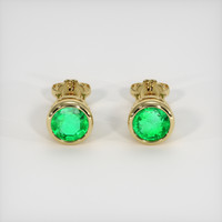 2.91 Ct.Tw. Emerald Earrings, 18K Yellow Gold 1
