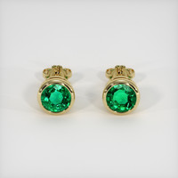 <span>1.56</span>&nbsp;<span class="tooltip-light">Ct.Tw.<span class="tooltiptext">Total Carat Weight</span></span> Emerald Earrings, 18K Yellow Gold 1