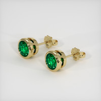 <span>1.56</span>&nbsp;<span class="tooltip-light">Ct.Tw.<span class="tooltiptext">Total Carat Weight</span></span> Emerald Earrings, 18K Yellow Gold 2