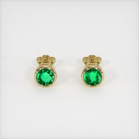 <span>3.20</span>&nbsp;<span class="tooltip-light">Ct.Tw.<span class="tooltiptext">Total Carat Weight</span></span> Emerald Earrings, 18K Yellow Gold 1