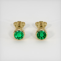 <span>0.75</span>&nbsp;<span class="tooltip-light">Ct.Tw.<span class="tooltiptext">Total Carat Weight</span></span> Emerald Earrings, 18K Yellow Gold 1