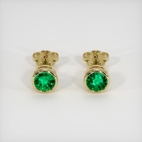 <span>0.69</span>&nbsp;<span class="tooltip-light">Ct.Tw.<span class="tooltiptext">Total Carat Weight</span></span> Emerald Earrings, 18K Yellow Gold 1