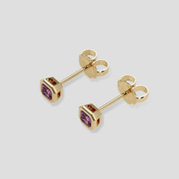 <span>0.43</span>&nbsp;<span class="tooltip-light">Ct.Tw.<span class="tooltiptext">Total Carat Weight</span></span> Pinkish Purple Sapphire Earrings, 18K Yellow Gold 3