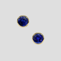 <span>3.56</span>&nbsp;<span class="tooltip-light">Ct.Tw.<span class="tooltiptext">Total Carat Weight</span></span> Blue Sapphire Earrings, 18K Yellow Gold 1