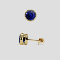 <span>3.56</span>&nbsp;<span class="tooltip-light">Ct.Tw.<span class="tooltiptext">Total Carat Weight</span></span> Blue Sapphire Earrings, 18K Yellow Gold 2