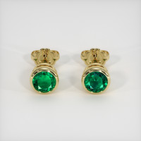 <span>0.62</span>&nbsp;<span class="tooltip-light">Ct.Tw.<span class="tooltiptext">Total Carat Weight</span></span> Emerald Earrings, 18K Yellow Gold 1