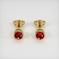 <span>1.14</span>&nbsp;<span class="tooltip-light">Ct.Tw.<span class="tooltiptext">Total Carat Weight</span></span> Ruby Earrings, 18K Yellow Gold 1