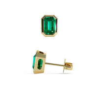1.23 Ct.Tw. Emerald Earrings, 18K Yellow Gold 2