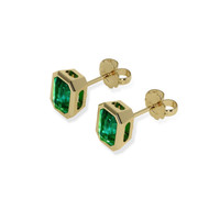1.23 Ct.Tw. Emerald Earrings, 18K Yellow Gold 3