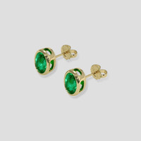 <span>1.45</span> <span class="tooltip-light">Ct.Tw.<span class="tooltiptext">Total Carat Weight</span></span> Emerald Earrings, 18K Yellow Gold 3