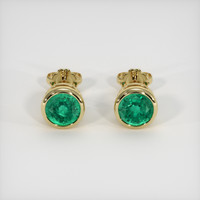 <span>1.43</span>&nbsp;<span class="tooltip-light">Ct.Tw.<span class="tooltiptext">Total Carat Weight</span></span> Emerald Earrings, 18K Yellow Gold 1