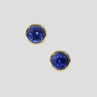 <span>4.23</span> <span class="tooltip-light">Ct.Tw.<span class="tooltiptext">Total Carat Weight</span></span> Blue Sapphire Earrings, 18K Yellow Gold 1