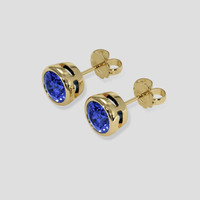 <span>4.23</span>&nbsp;<span class="tooltip-light">Ct.Tw.<span class="tooltiptext">Total Carat Weight</span></span> Blue Sapphire Earrings, 18K Yellow Gold 3