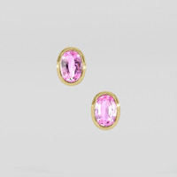 <span>1.70</span>&nbsp;<span class="tooltip-light">Ct.Tw.<span class="tooltiptext">Total Carat Weight</span></span> Pink Sapphire Earrings, 18K Yellow Gold 1