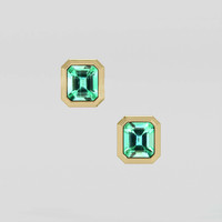 <span>1.13</span> <span class="tooltip-light">Ct.Tw.<span class="tooltiptext">Total Carat Weight</span></span> Emerald Earrings, 18K Yellow Gold 1