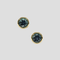 <span>0.72</span>&nbsp;<span class="tooltip-light">Ct.Tw.<span class="tooltiptext">Total Carat Weight</span></span> Bluish Green Sapphire Earrings, 18K Yellow Gold 1