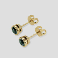 <span>0.72</span>&nbsp;<span class="tooltip-light">Ct.Tw.<span class="tooltiptext">Total Carat Weight</span></span> Bluish Green Sapphire Earrings, 18K Yellow Gold 3