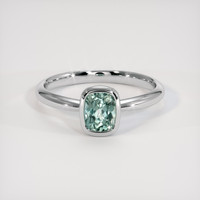 1.24 Ct. Greenish Blue Sapphire Ring, Platinum 950 1