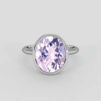 4.26 Ct. Purple Rose Quartz Ring, 10K White Gold 1