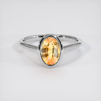 2.00 Ct. Padparadscha Sapphire Ring, 14K White Gold 1