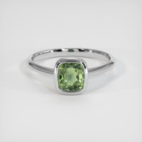 1.18 Ct. Yellowish Green Sapphire Ring, 14K White Gold 1