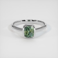 0.99 Ct. Green Sapphire Ring, 14K White Gold 1