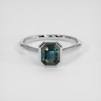 1.97 Ct. Bluish Green Sapphire Ring, 18K White Gold 1