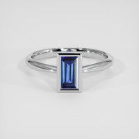 1.00 Ct. Blue Sapphire Ring, 18K White Gold 1