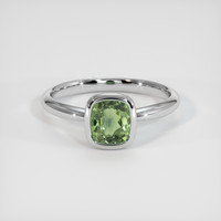 1.18 Ct. Yellowish Green Sapphire Ring, 18K White Gold 1