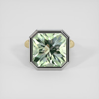 9.48 Ct. Green Prasiolite Ring, 18K White & Yellow 1