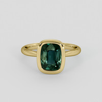3.05 Ct. Bluish Green Sapphire Ring, 14K Yellow Gold 1