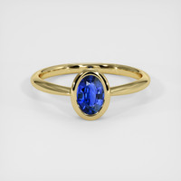 0.77 Ct. Blue Sapphire Ring, 18K Yellow Gold 1