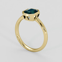 2.15 Ct. Bluish Green Sapphire Ring, 18K Yellow Gold 2
