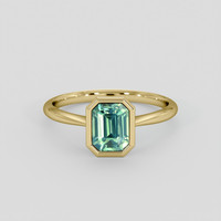 1.66 Ct. Bluish Green Sapphire Ring, 18K Yellow Gold 1