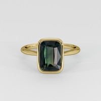 3.02 Ct. Bluish Green Sapphire Ring, 18K Yellow Gold 1