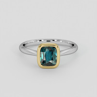 1.53 Ct. Bluish Green Sapphire Ring, 18K Yellow & White 1