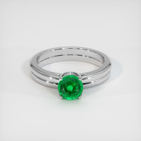 0.94 Ct. Emerald Ring, 18K White Gold 1