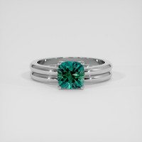 1.72 Ct. Bluish Green Sapphire Ring, 18K White Gold 1