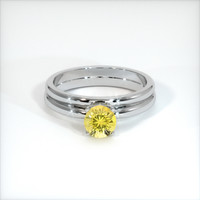 0.75 Ct. Yellow Sapphire Ring, 18K White Gold 1