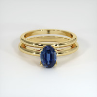 0.97 Ct. Blue Sapphire Ring, 14K Yellow Gold 1