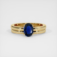 0.70 Ct. Blue Sapphire Ring, 18K Yellow Gold 1