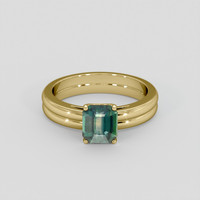 1.77 Ct. Bluish Green Sapphire Ring, 18K Yellow Gold 1