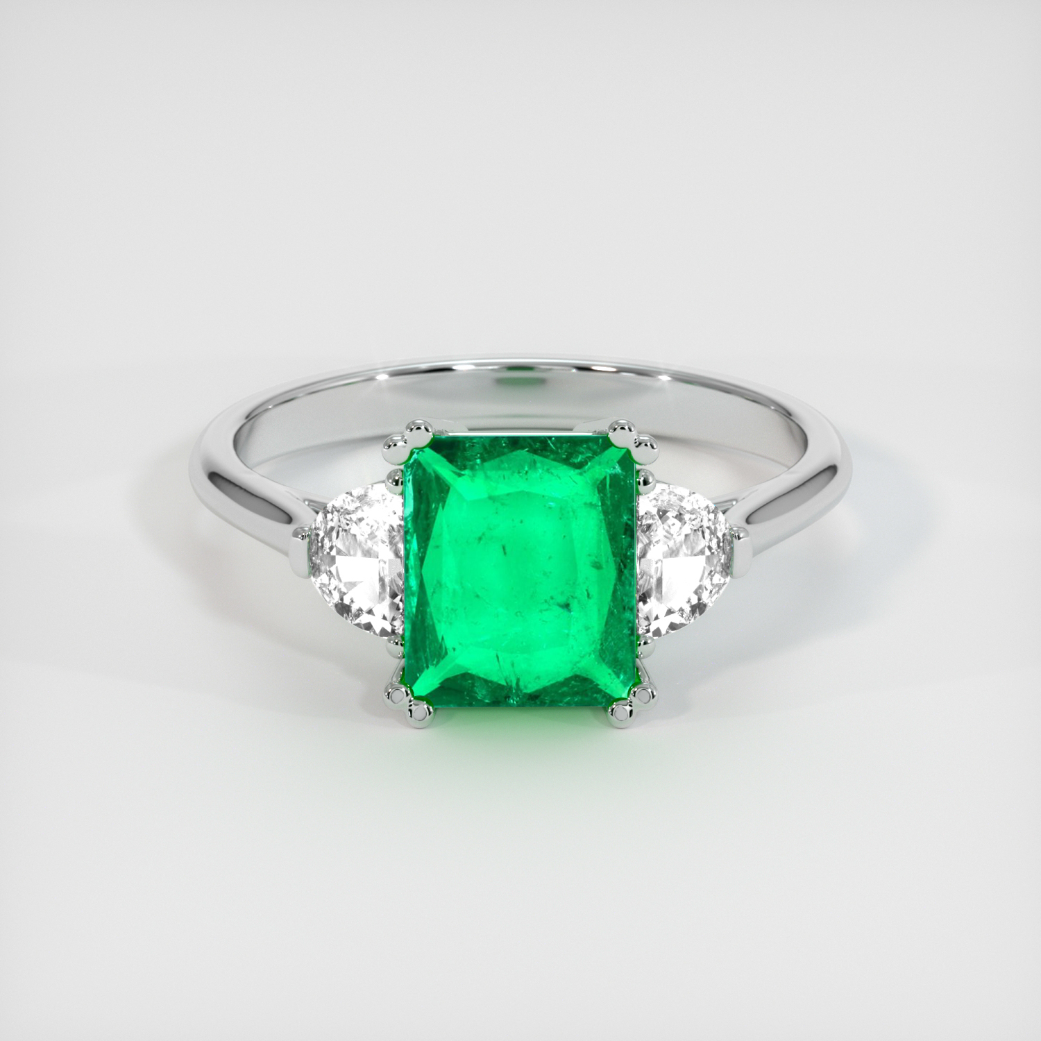 Three Stone Emerald Ring 1.18 Ct., Platinum 950