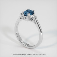 2.00 Ct. Greenish Blue Sapphire Ring, 10K White Gold 2
