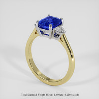 3.17 Ct. Blue Sapphire Ring, 14K White & Yellow 2