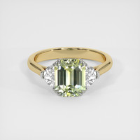 2.60 Ct. Yellowish Green Sapphire Ring, 14K White & Yellow 1